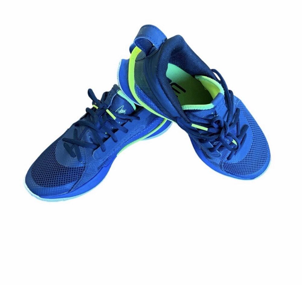 Under Armour Curry 7 SC Basketball Shoes Blue Neon Women’s Size 8.5